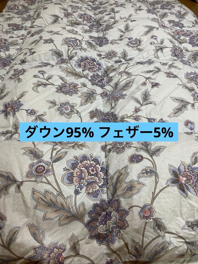 西川羽毛掛け布団 シングル 花柄　 ダウン95% フェザー5%充填物2.0㎏ 西川（nishikawa） 羽毛布団 ゴアテックス シングル フランス産 ダウン