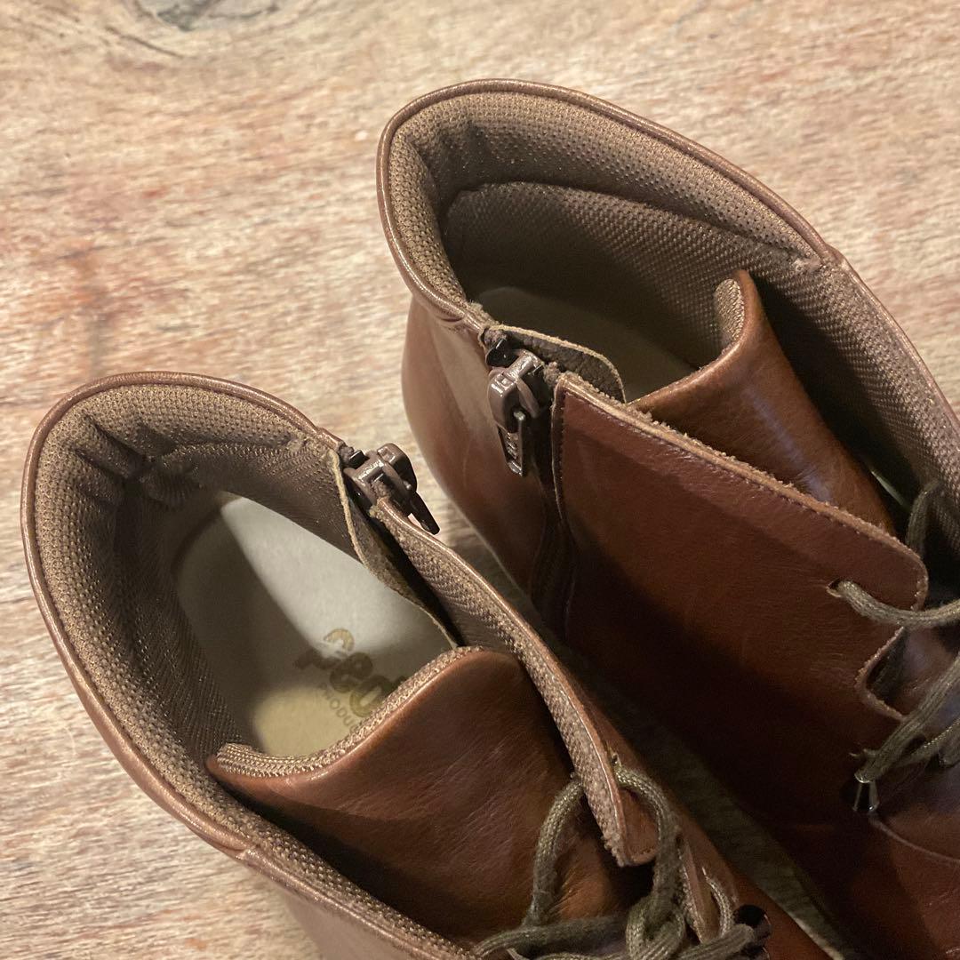 美品！アシックス ペダラ サイドジップ ブーツ 23.5cm 茶 ブラウン