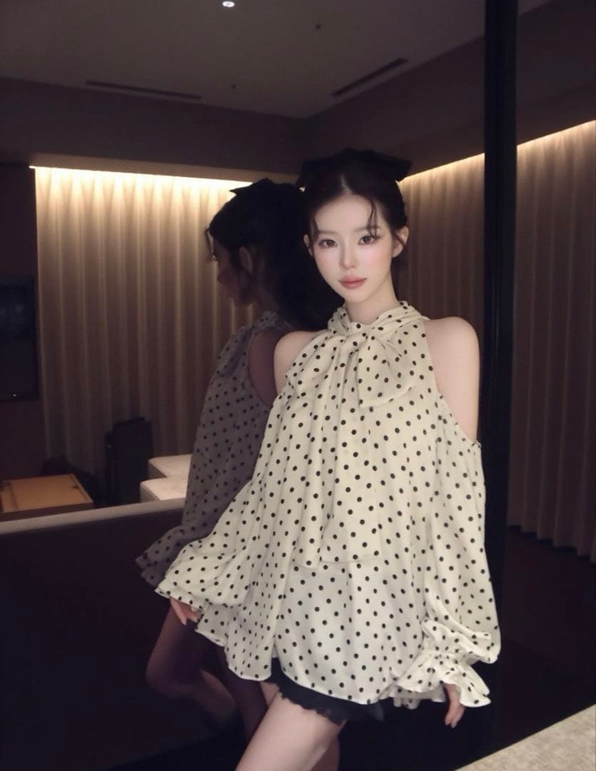 トリートユアセルフ ソフィードットリボンチュニックブラウス - メルカリ