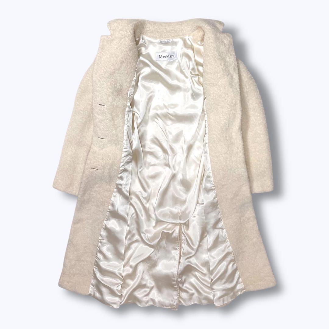 マックスマーラ 白タグ アルパカ混 チェスターコート 38 アイボリー