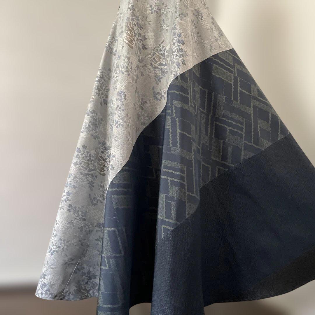 着物ワンピーステントラインマキシ丈《17》大島紬(証紙付きや7マルキ含む)等