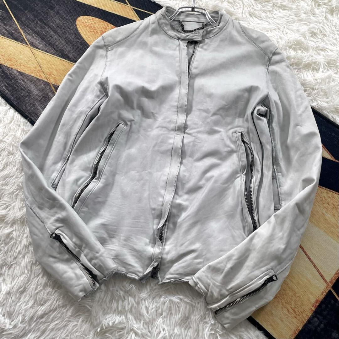 【美品】Sisii/シシ ショート シングル レザージャケット 本革 S 牛革 sisii シシ シングルライダースウォッシャブルレザージャケット 907JL