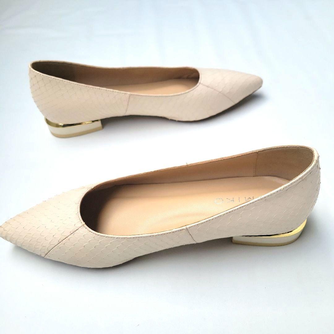 美品 HIMIKO On Bleue 卑弥呼 本革フラットパンプス 24.5cm