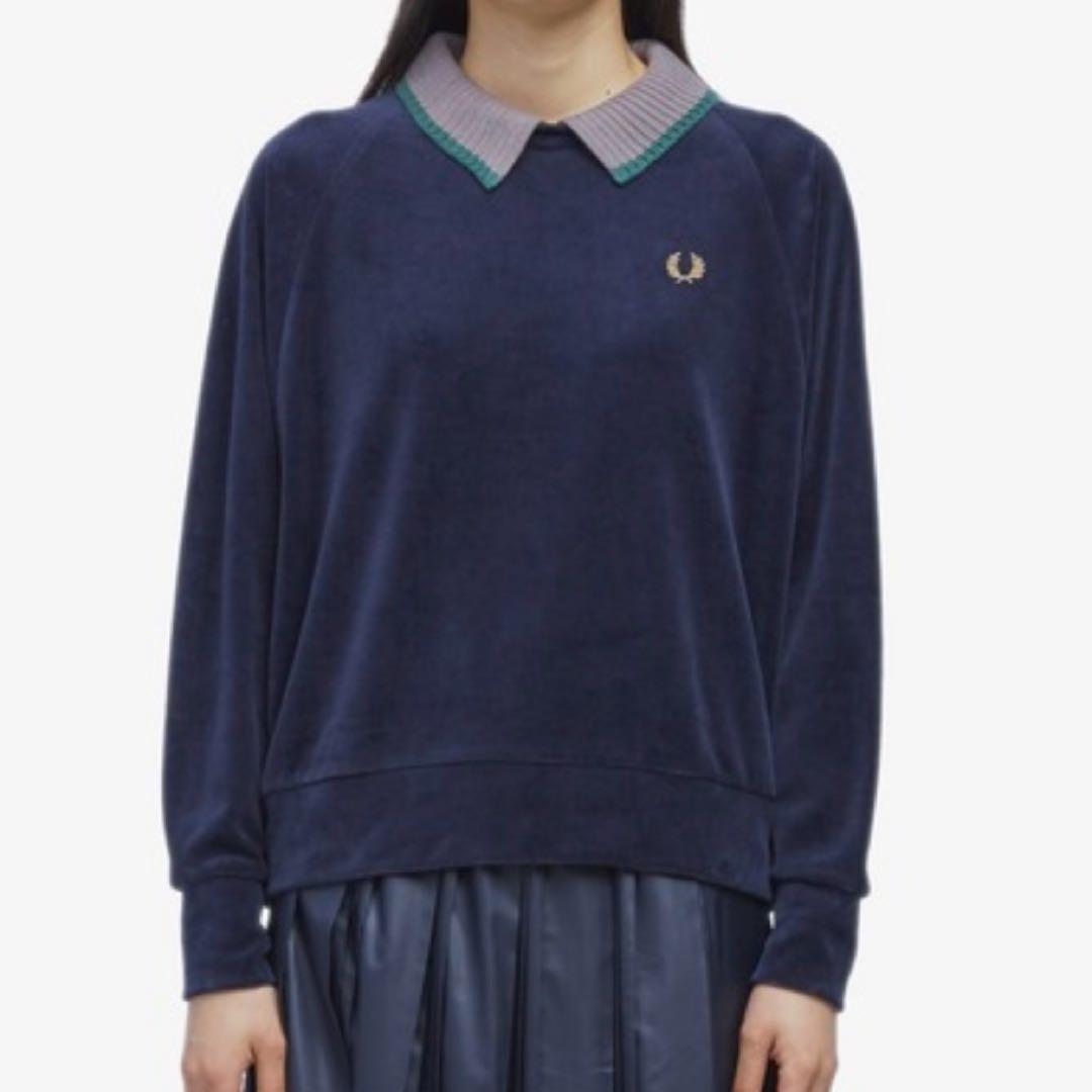 フレッドペリー レディース トップス ベロア ドルマン 襟付き FRED PERRY（フレッドペリー） ジップ ネック カラースウェット