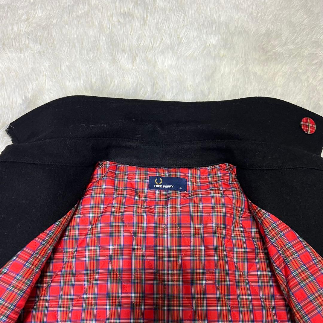 大きめ 美品✨️フレッドペリー Pコート 裏地 総柄 チェック XLダーク
