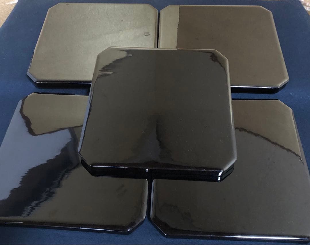 《R》時代 黒塗 隅切膳10客 在銘 木製漆器 共箱　260108き1