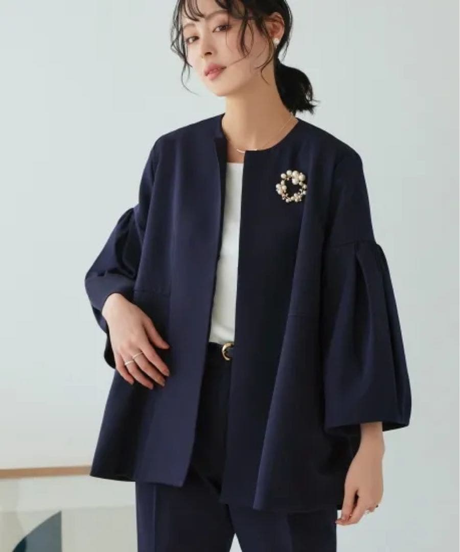 新品＊ルイルエブティック完売品ノーカラーフレアースリーブジャケット