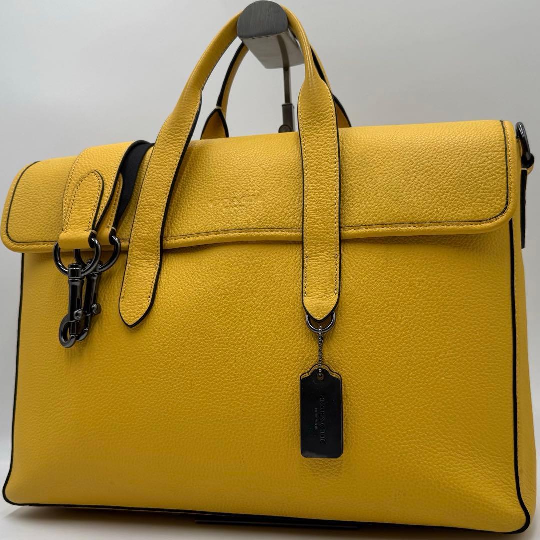 美品✨ コーチ サリバン ブリーフケース 2way ビジネス A4 レザー 黄色