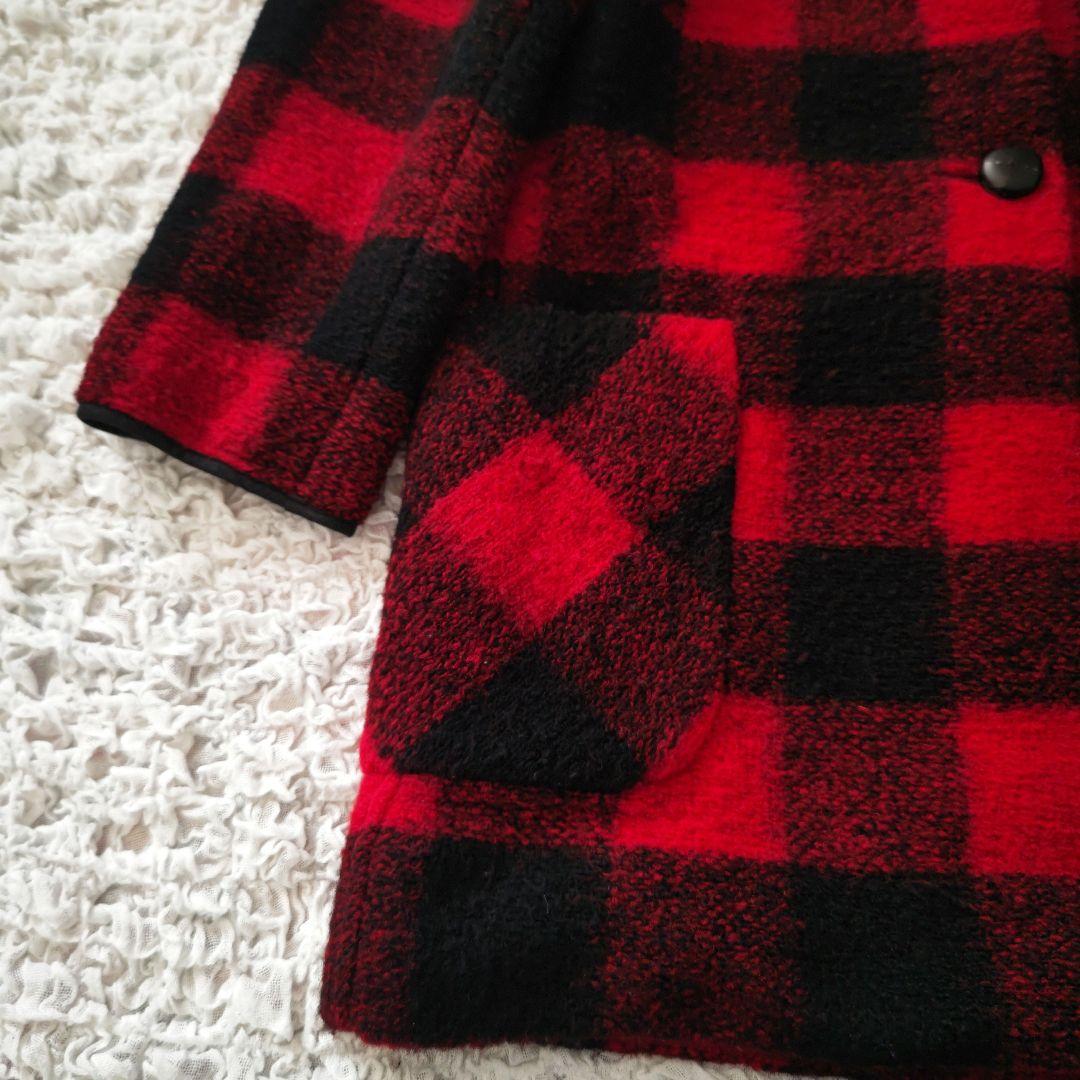 イザベルマラン エトワール ウール混 レッドチェック ニットコート 34