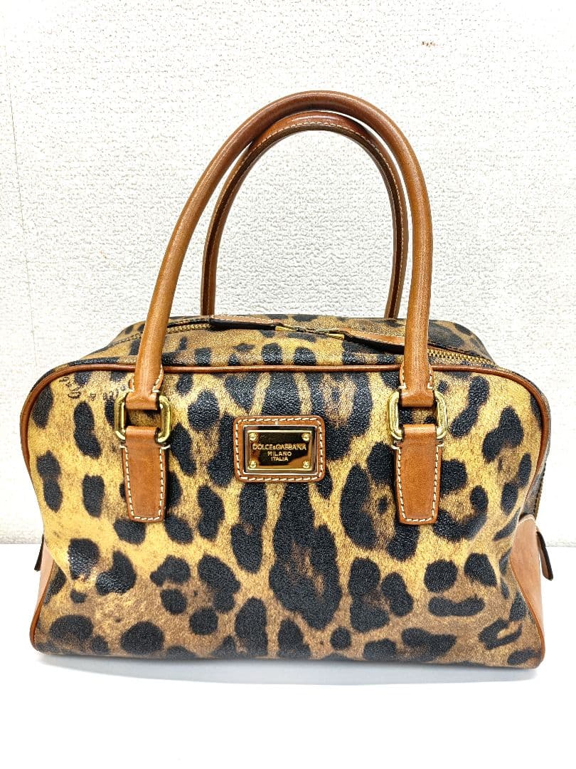 ドルチェ&ガッバーナ ヒョウ柄 ハンドバッグ ミニボストン オールレザー