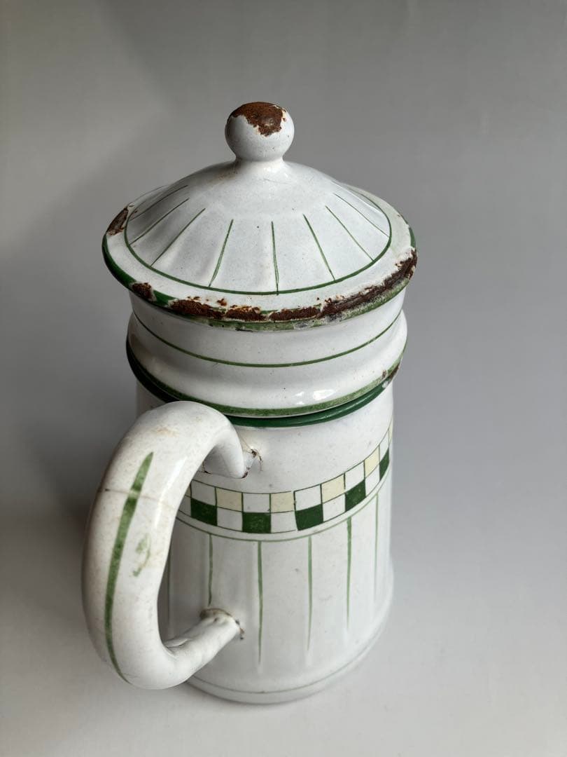 アンティーク BF(BB)社 小振りなホーローポット コーヒーポット 琺瑯