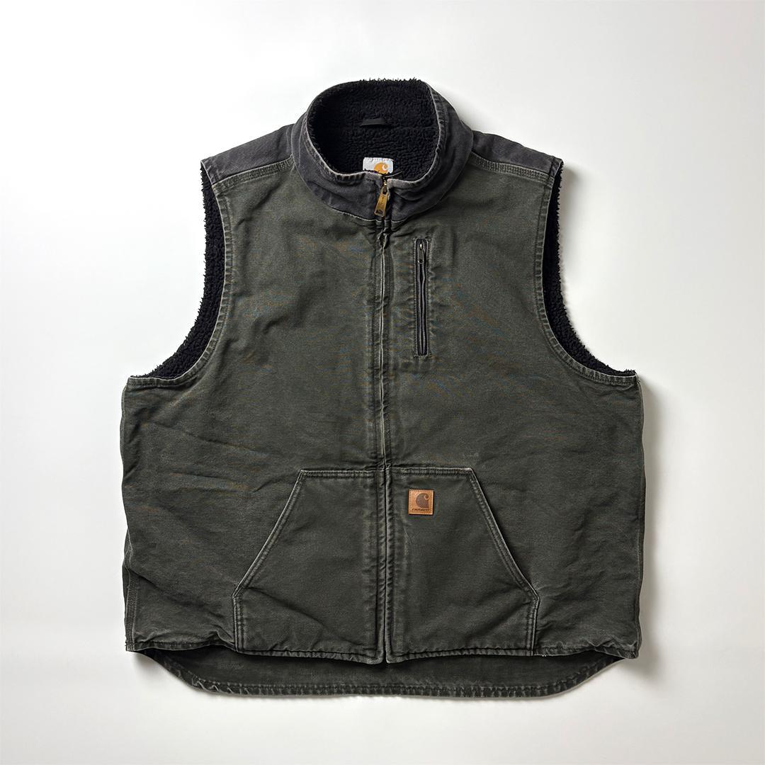carhartt ダックベスト 裏ボア 2XL モスグリーン ブラック MOSモスグリーン Carhartt カーハート ダック ベスト ボア｜Yahoo