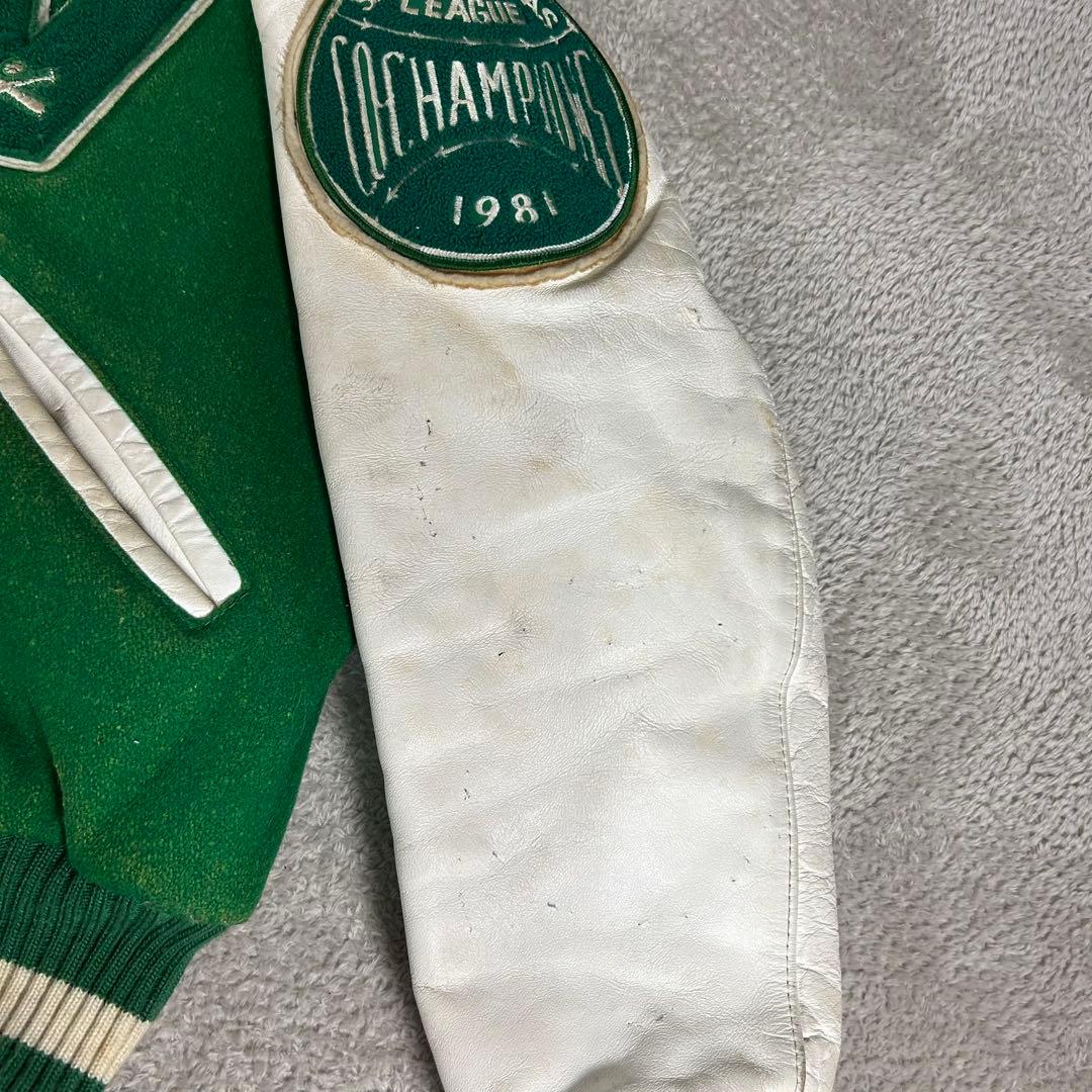 70s 80s ヴィンテージDeLONG デロング スタジャン レザー切替 46