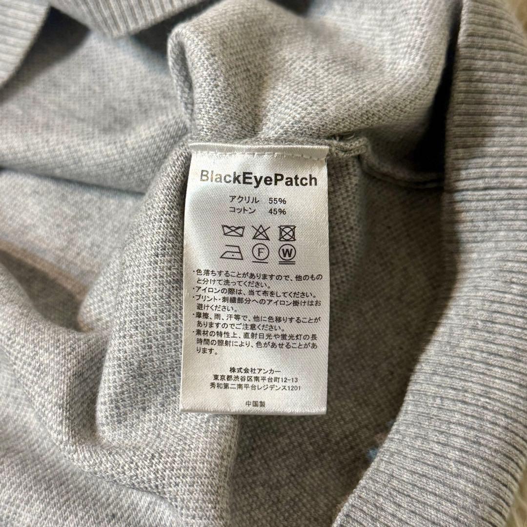 完売モデル 美品】ブラックアイパッチ ロゴ ジャガードニット Lサイズ