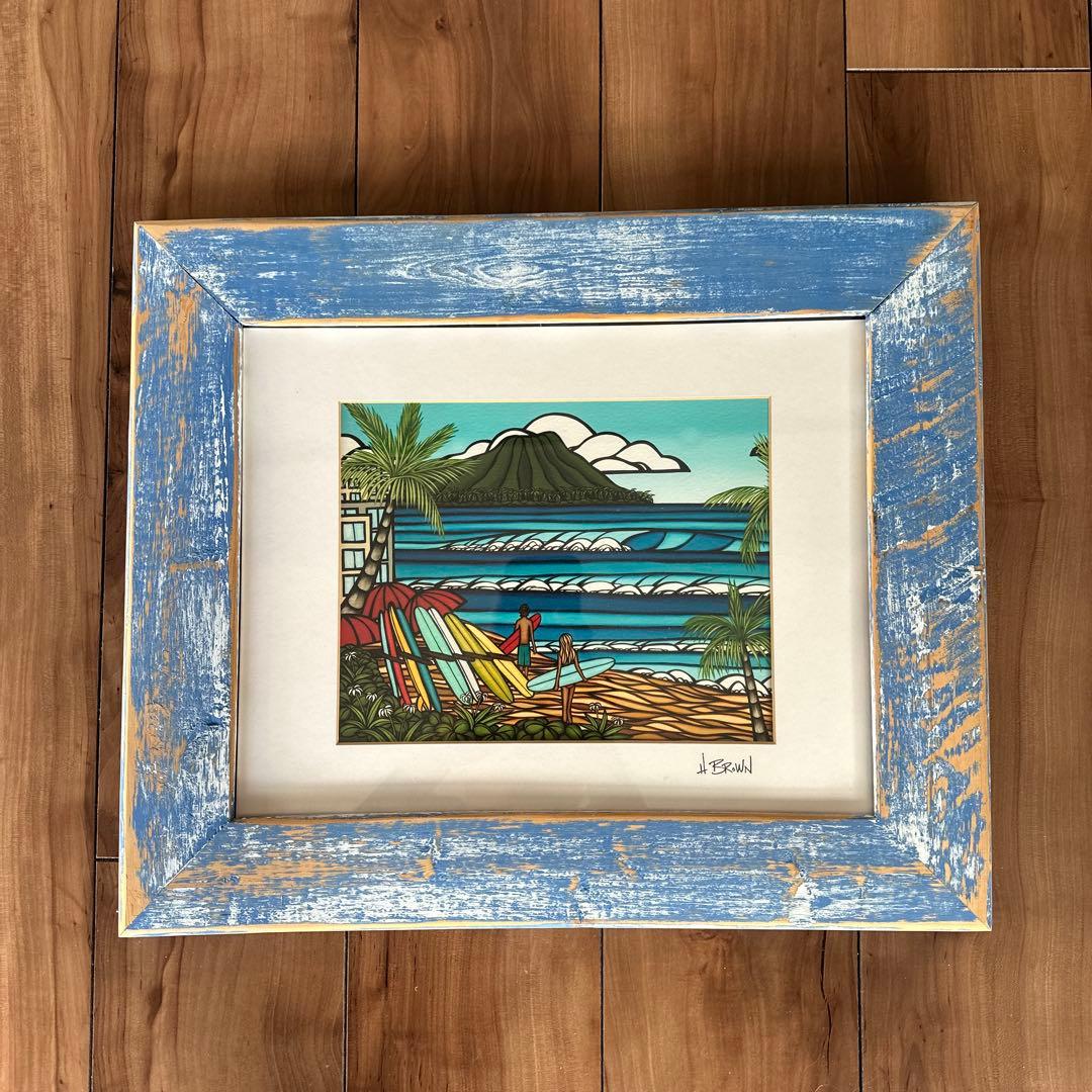 ヘザーブラウン Heather Brown ビーチアート フレーム・額縁付き
