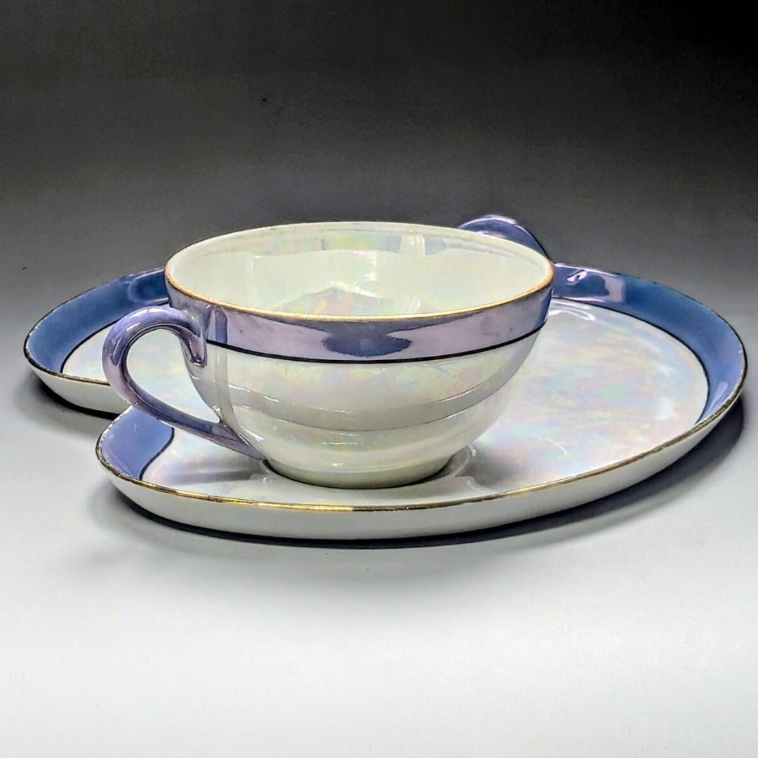 オールドノリタケ アールデコ期 虹ラスター彩 南国鳥と花絵柄の