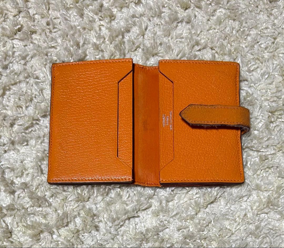 エルメス　HERMES 二つ折り 名刺入れ HERMES エルメス 二つ折り財布 ベアンミニ コインケース付き 名刺