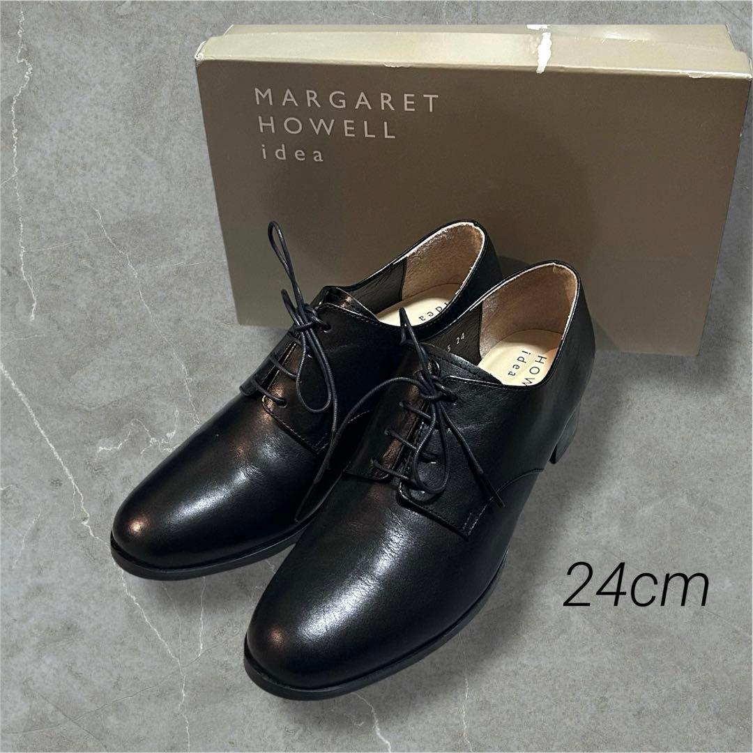 美品 マーガレットハウエルアイデア レースアップシューズ　24 ブラック レースアップシューズ | マーガレット・ハウエル アイデア(MARGARET