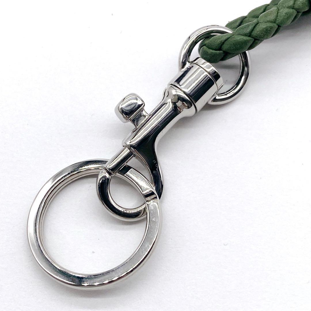 未使用級✨ボッテガヴェネタ ロングレザーチャーム 編み込み グリーン