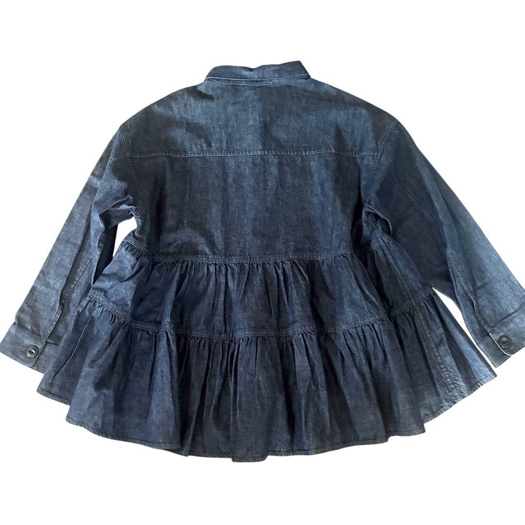 美品】BEARDSLEYデニム フリル ティアード ブラウス インディゴ - メルカリ