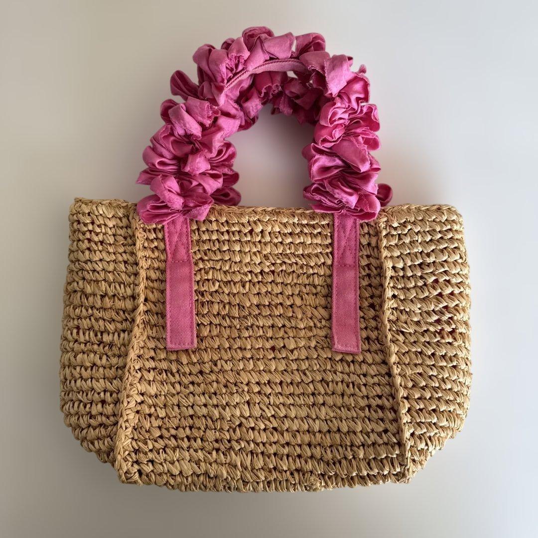 LUDLOW ラドロー グレープハンドル ラフィア かごバッグ ピンク - メルカリ