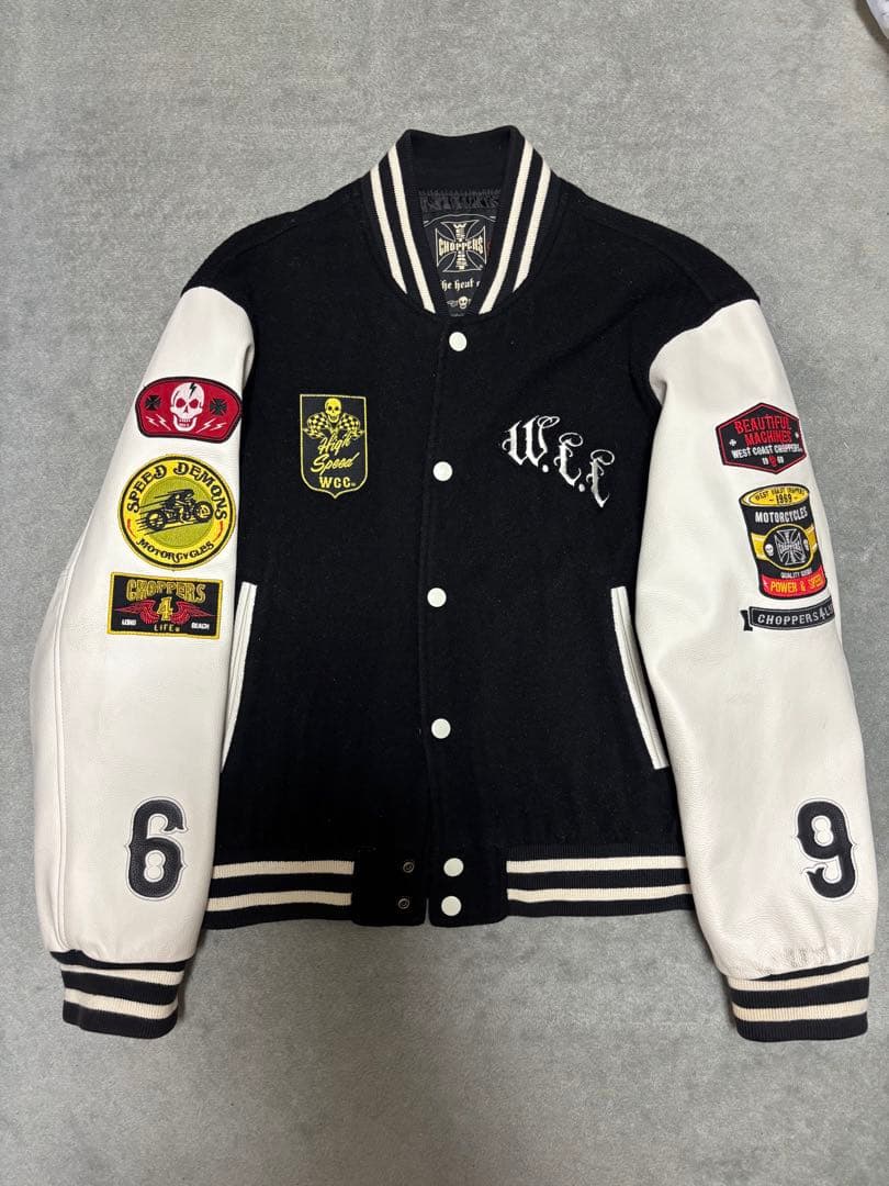 WEST COAST CHOPPERSスタジャン袖レザー XXLW黒/白