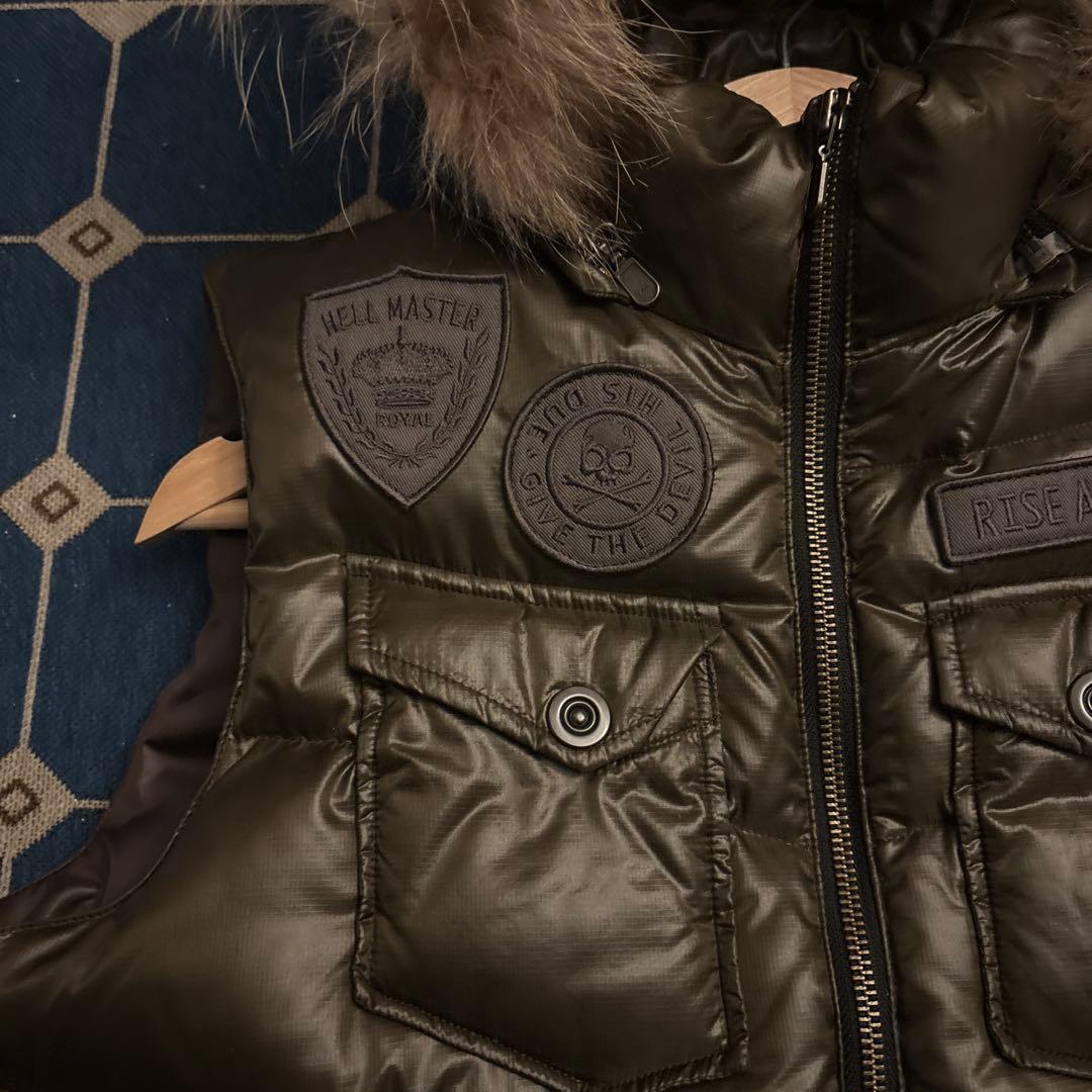 archive ダウンベスト オリーブ 光沢 スカル swag 平成 - メルカリ