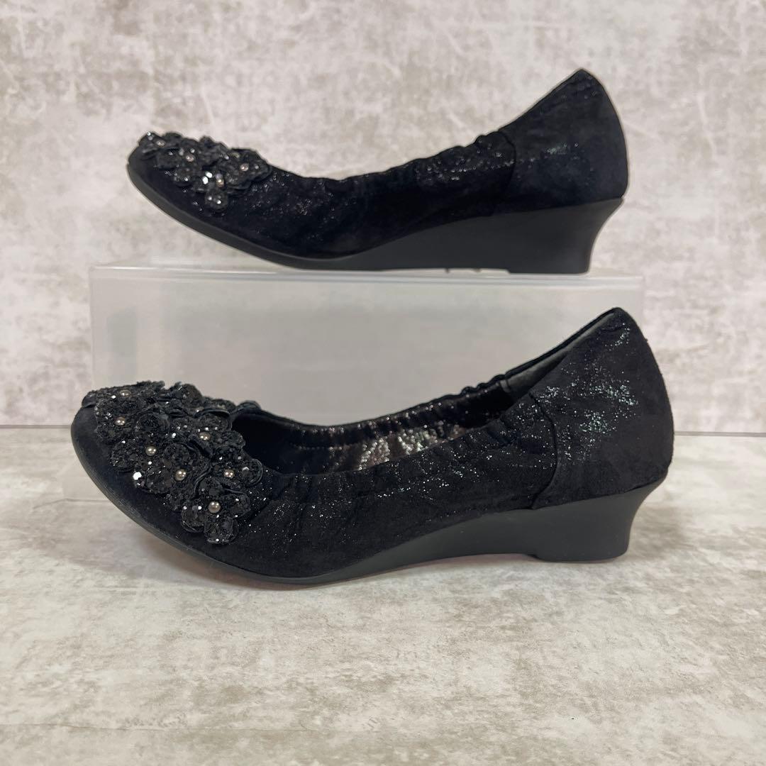 美品✨アンテプリマ フラワーフラットシューズ 22.5 黒 - メルカリ