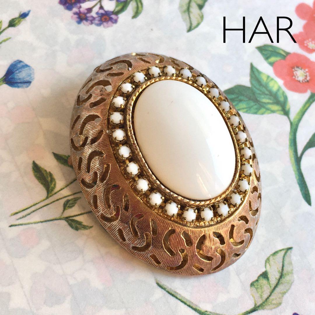 fumi様☆#4300 HAR ヴィンテージ　ブローチ　オーバル　ミルクガラス fumi様☆#4300 HAR ヴィンテージ ブローチ オーバル ミルクガラス