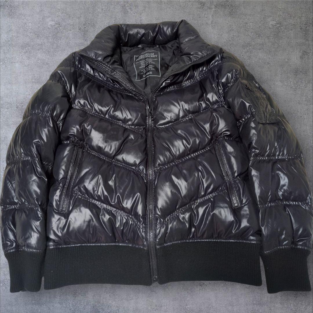 00s old UNIQLO 光沢 プレミアムダウンジャケット Y2K 短丈 黒 - メルカリ