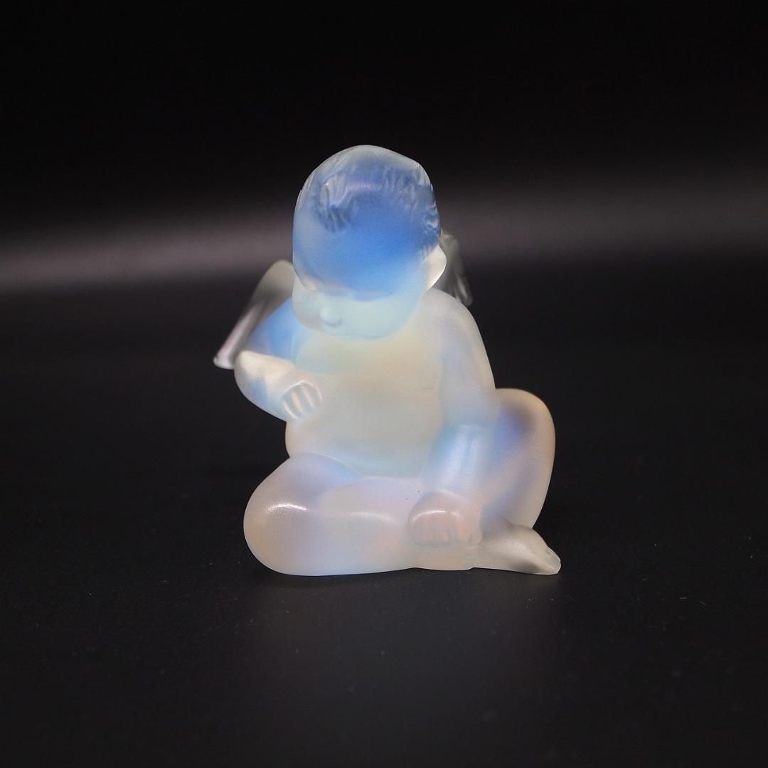 Lalique　ラリック　天使の置物　オパルセント フィギュリン ラリック フィギュリン ○ 天使 笛吹き 子供 クリスタル フロステッド