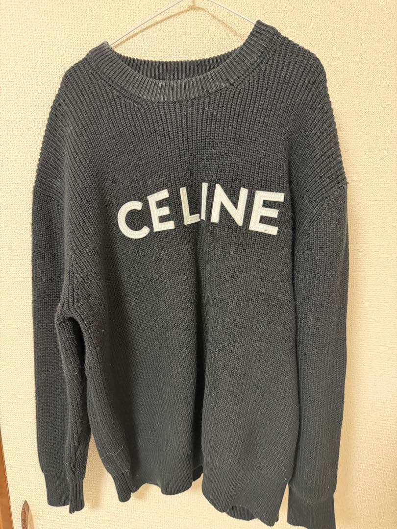 CELINE ロゴニット セーター Sサイズ ダークグレー CELINE グレー ロゴニットセーター