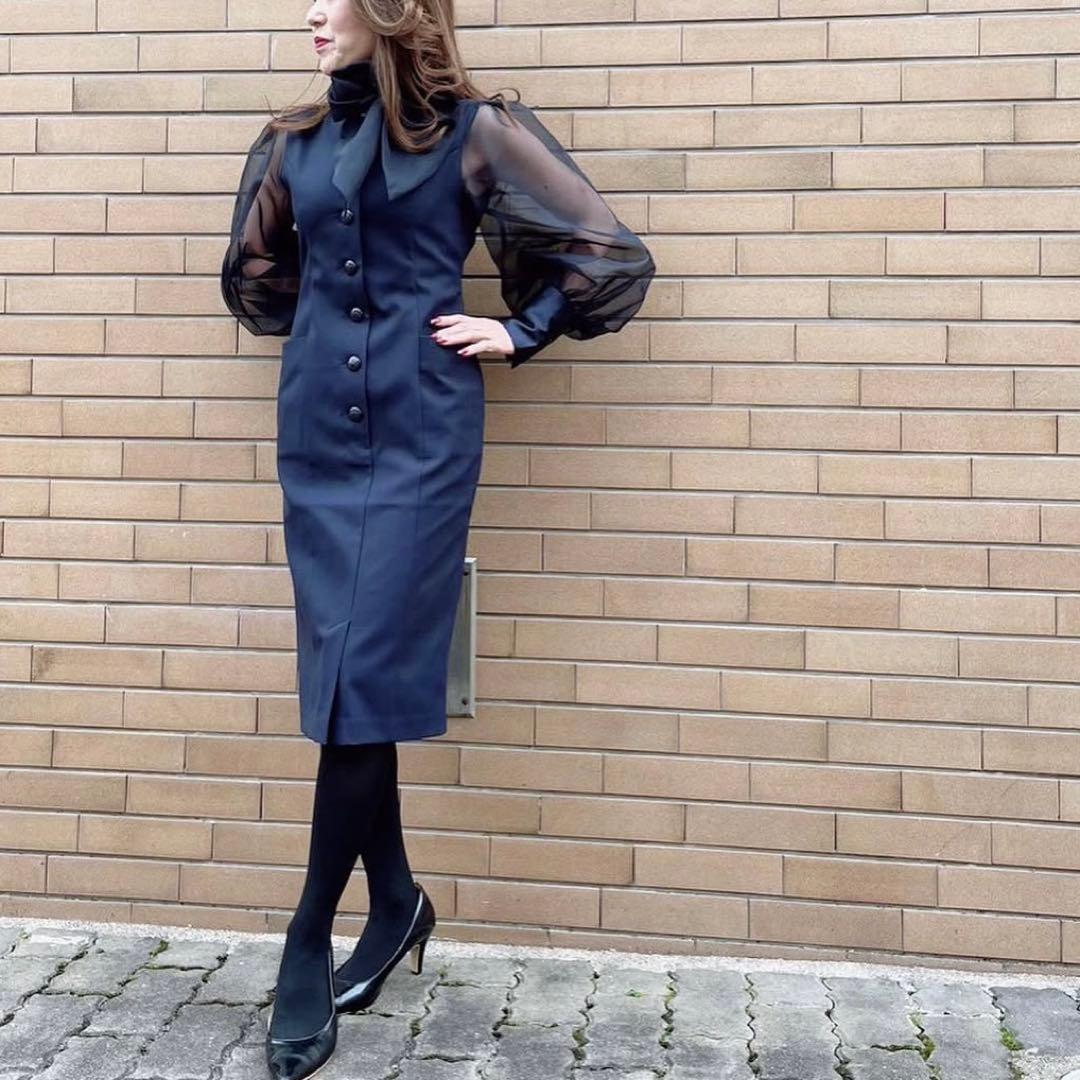 レジーナロマンティコ オーガンジースリーブワンピース リボン