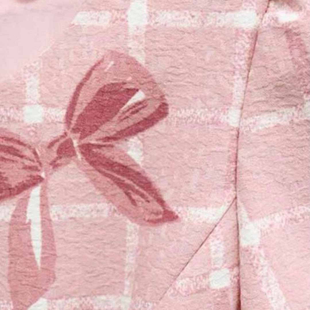 M's カタログ ピンク チェック 格子柄 リボン ワンピース - メルカリ