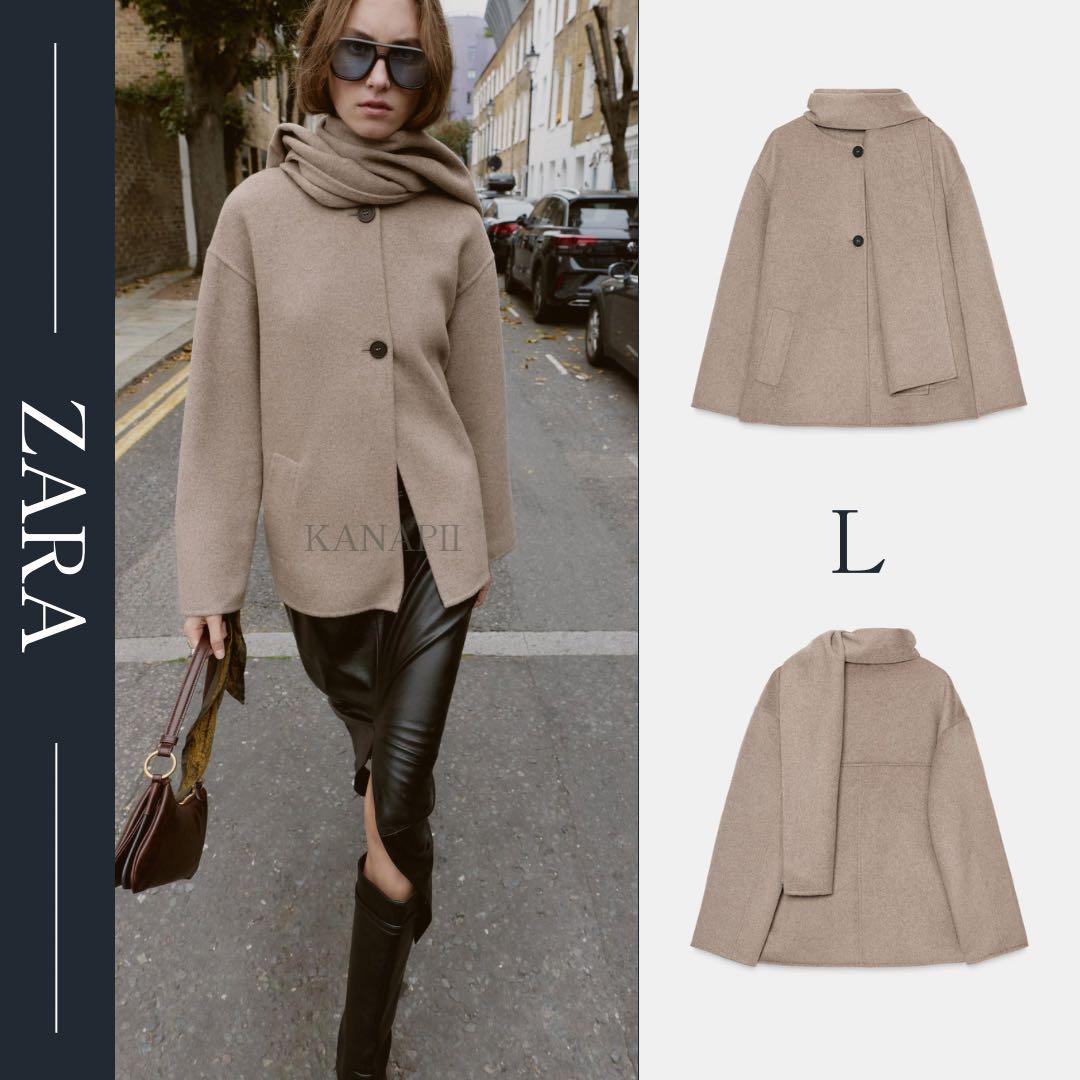 ウール ショートスカーフコート L ミンク 新品 - メルカリ