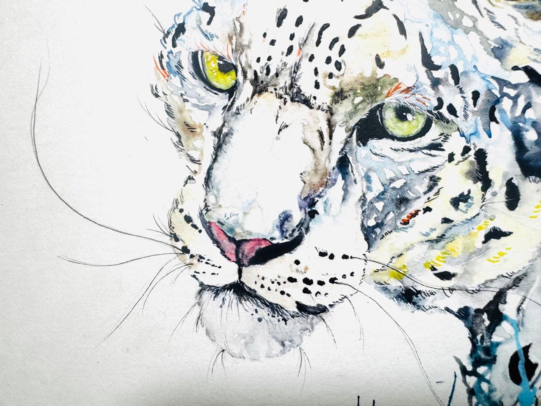 雪豹 ユキヒョウ 原画 額装済 - 絵画アウトレット ショップ