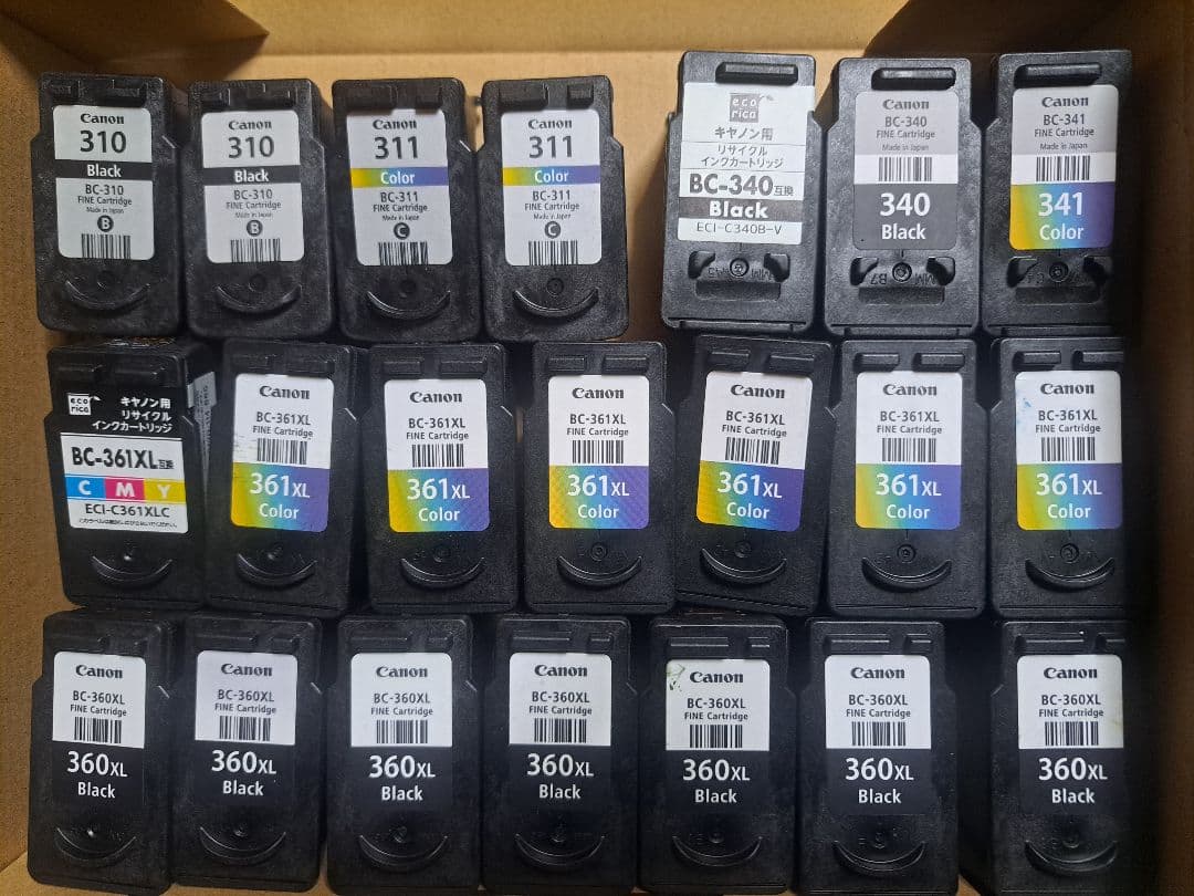 canonインクカートリッジ使用済みBC-360XL,361XL他　　計 21個 楽天市場】【楽天倉庫より365日発送】 BC-360XL ブラック 大容量 BC
