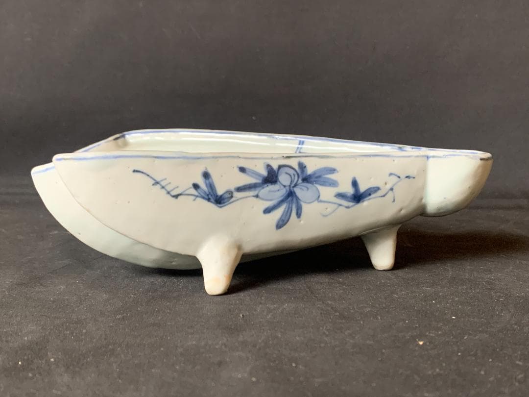 明代 古染付 青花 山水図 半開扇皿 扇鉢 中国古玩 唐物 878 - メルカリ