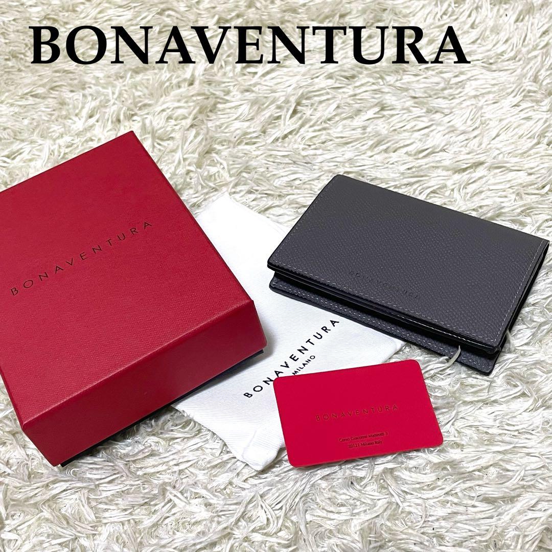 BONAVENTURA 【美品】名刺入れ　カードケース　レザー　チャコールグレー BONAVENTURA（ボナベンチュラ） 名刺入れ ビジネスカードケース
