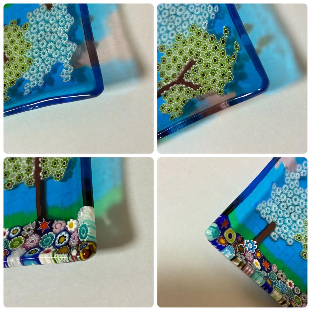 ベネチアンガラス ミルフィオリ プレート スクエア ガラス 豆皿