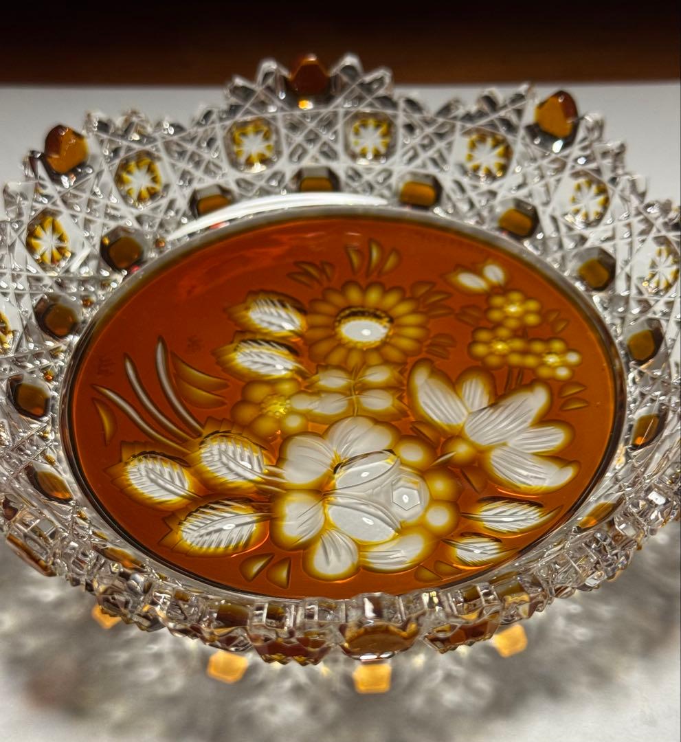 『 マイセン クリスタル ガラス オレンジ被せ』 《ヴィンテージ》《未使用》