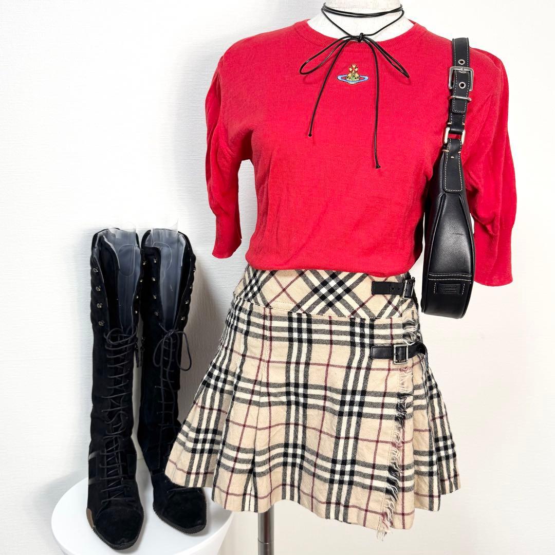 y2k❤️ BURBERRY BLUE LABEL チェック柄 2連ベルトスカート - メルカリ