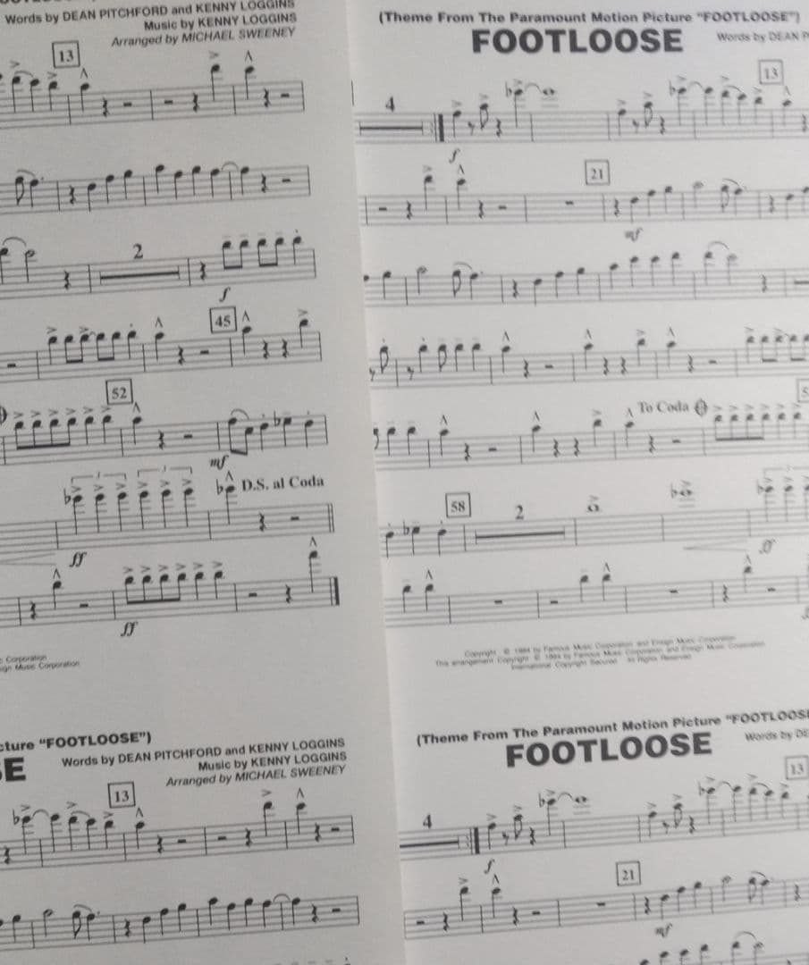 FOOTLOOSE マーチングバンド楽譜