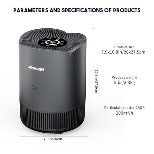 Jerdazen 空気清浄機 小型 脱臭 集じん ペット 花粉 静音 グレー 生活