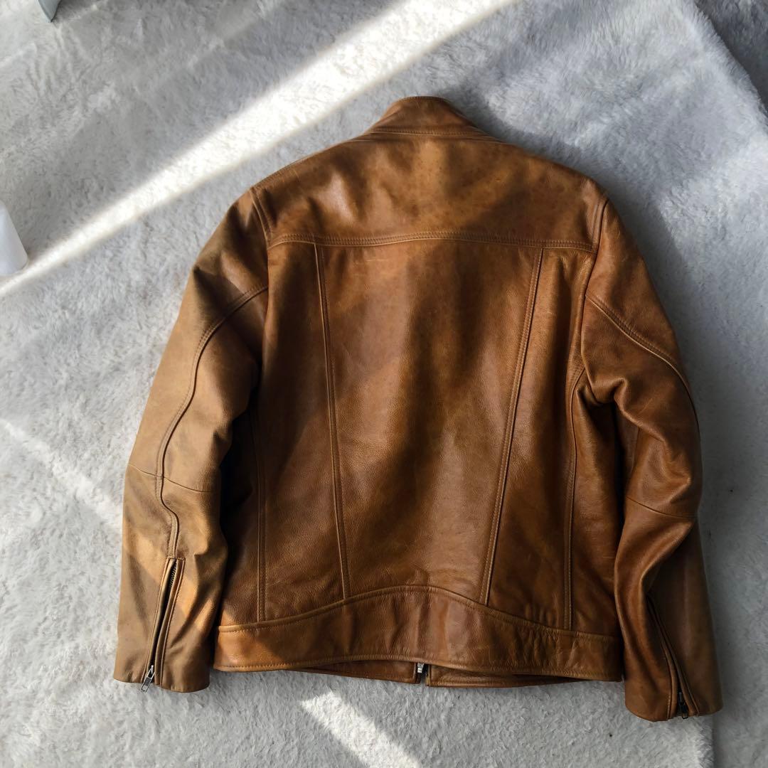UNIQLO オールドユニクロ 本革 レザーライダースジャケット - メルカリ