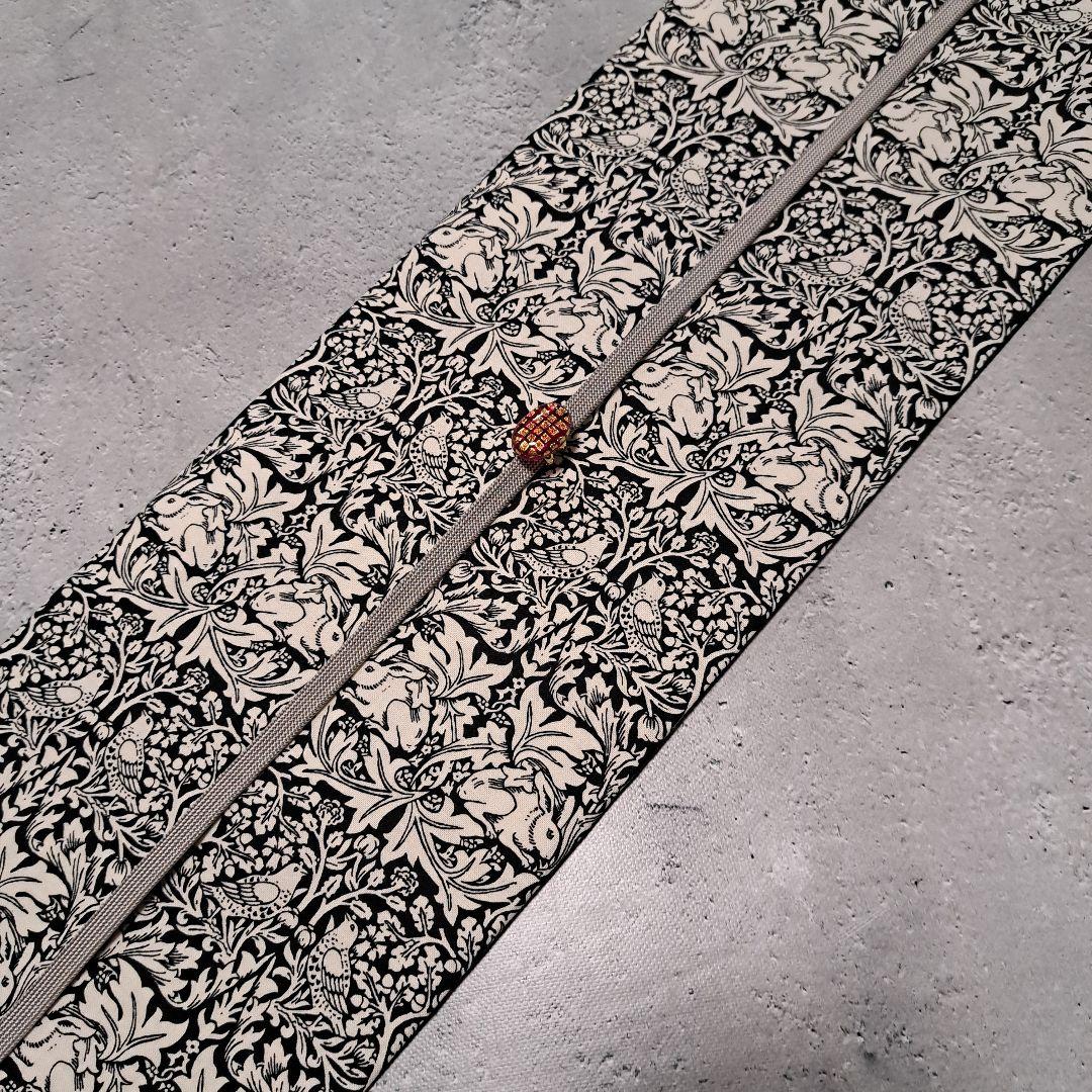 半幅帯 長尺 ウィリアムモリス 兄弟うさぎ×国産コットンリネン