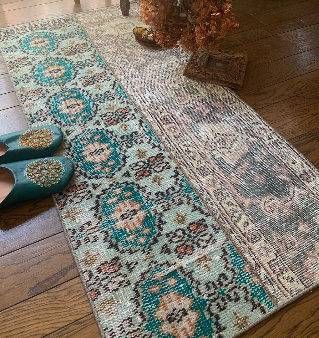 ランナー　モロッカンタイル　120×58パッチワーク　トルコヴィンテージラグ ランナー モロッカンタイル 120×58パッチワーク トルコヴィンテージ