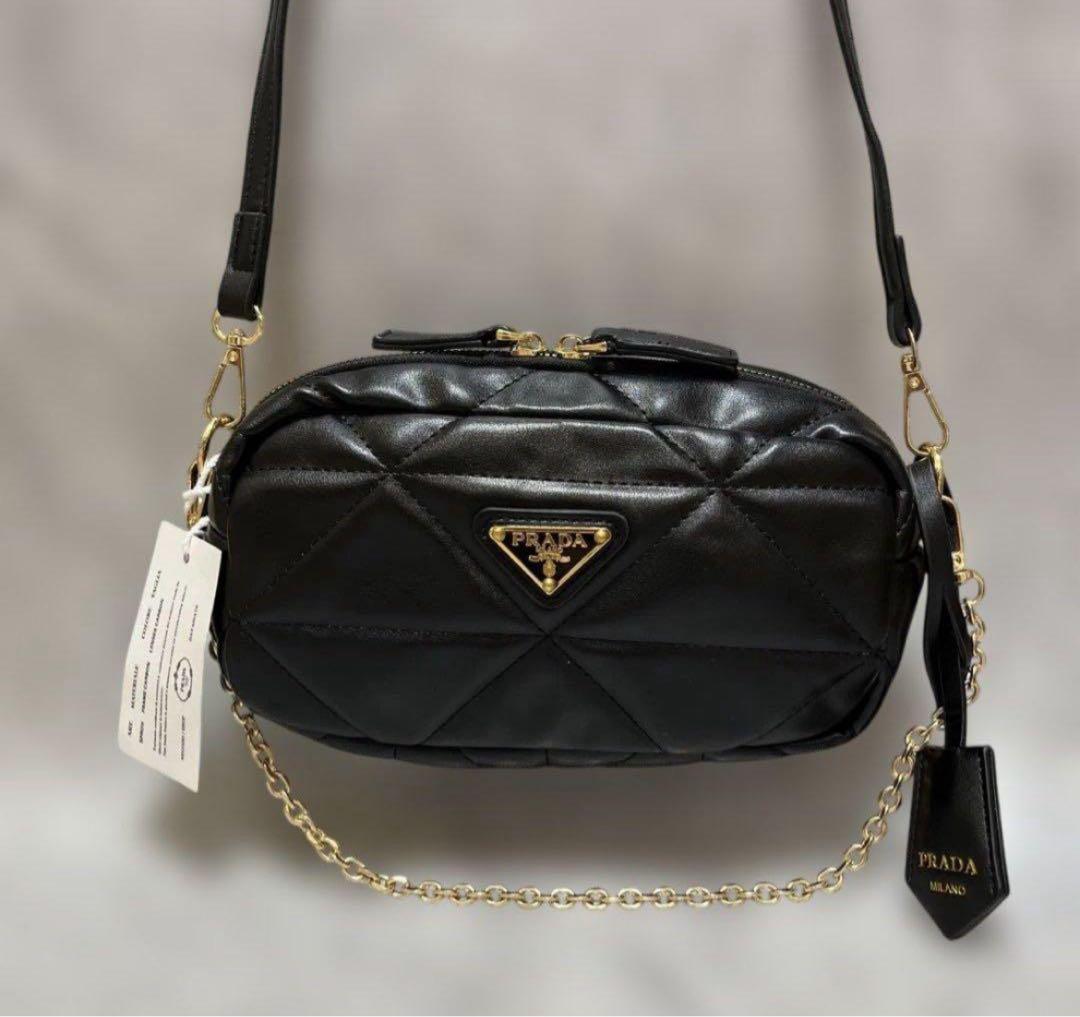 PRADA ブラック ショルダーバッグ キルティング PRADA【国内発/関税込】キルティング チェーンショルダーバッグ (PRADA
