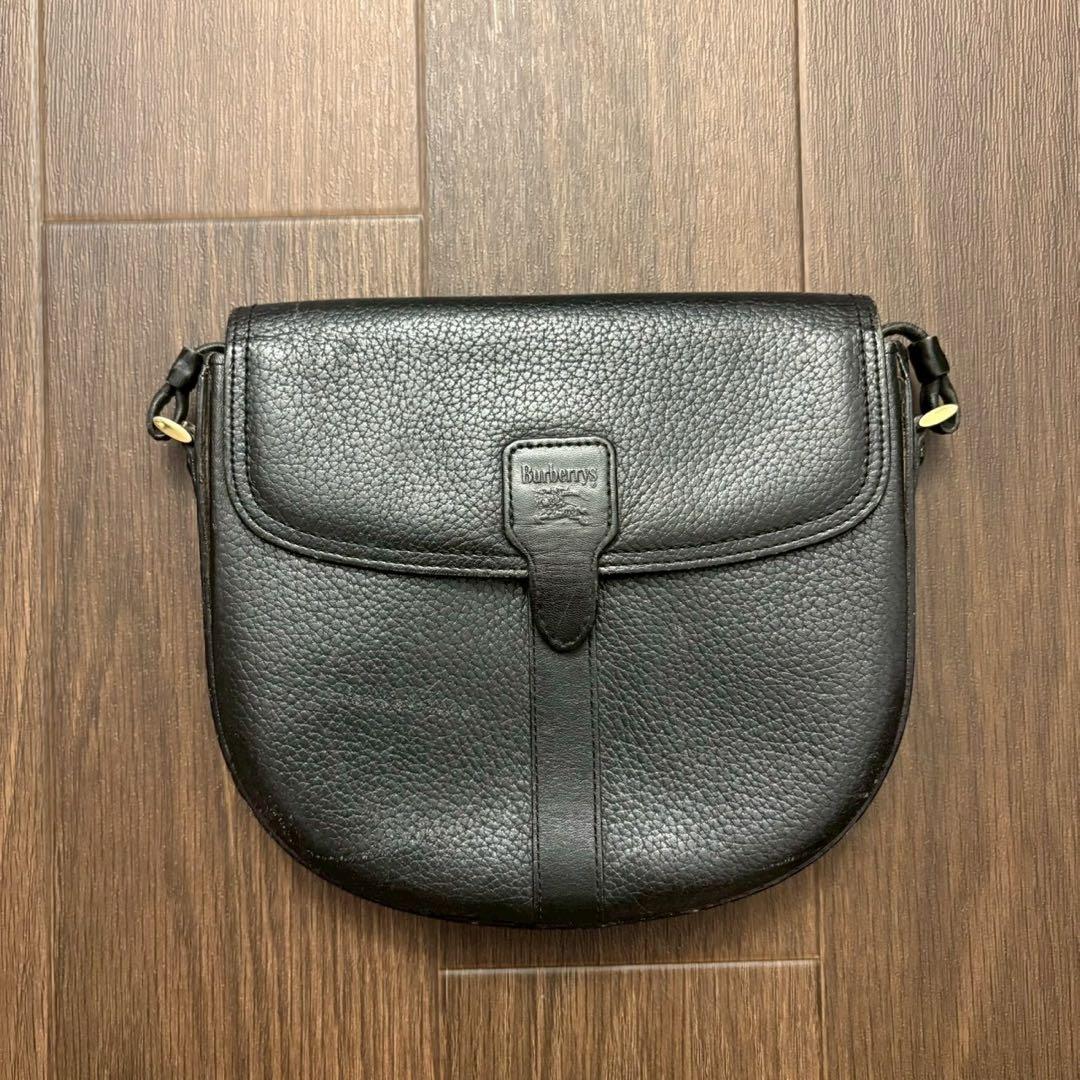 希少】バーバリー ショルダーバッグ ノバチェック シボ革 レザー