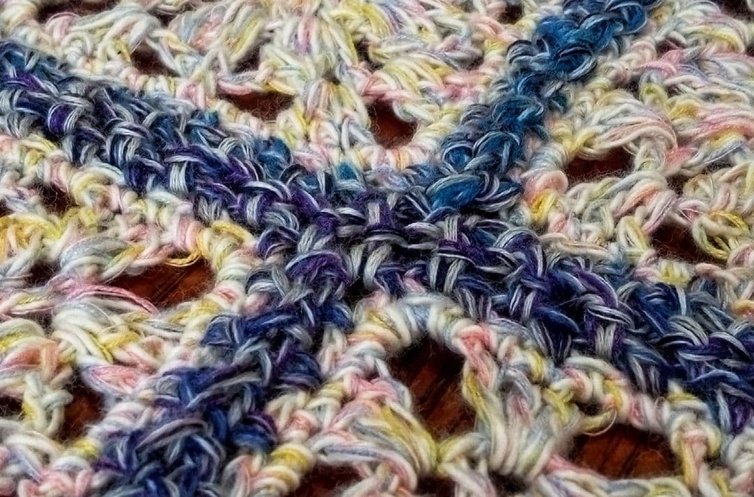 ハンドメイド 手編み クロシェ編み ベッドカバー シングル用 コットン